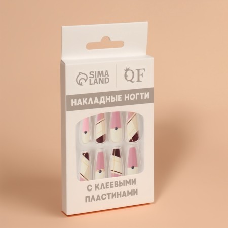 Line overhead nails, 12 pcs, with adhesive plates, ballerina shape, multi -colored-4