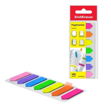 Plastic bookmarks 12 x 44 mm Erichkrause "arrows", 7 colors of 25 sheets, with adhesive edge