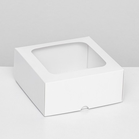 The box is folding, the lid is, with the window, white, 15 x 15 x 6.5 cm,