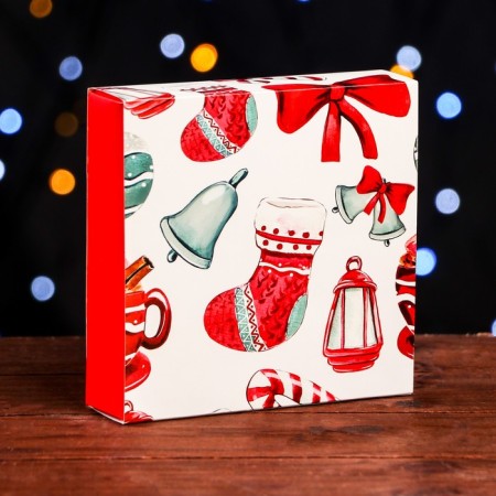 Folding box under 9 sweets, New Year's flashlight, 13.7 x 13.7 x 3.5 cm-1
