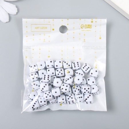 Beads for creativity Plastic "White Playing Cube" Black Points set 20g 0.8x0.8x0.8 cm 78118-4