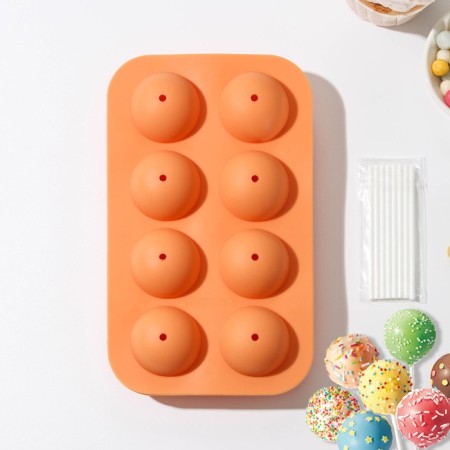Form for the chups "Chupik", silicone 19.5 × 11.7 × 3.5 cm, 8 cells, 2 parts, with sticks, color mix