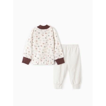 A set for a newborn (blouse/pants) "stars", beige color, height 68 cm-5