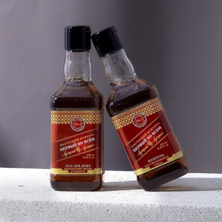 Set “First in All”, shower gel and hair shampoo in whiskey bottles, 2x250 ml-3
