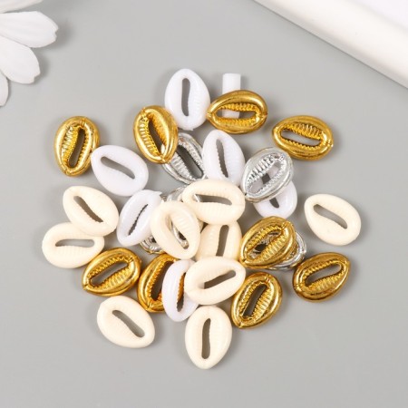 Beads for creativity plastic "Shell. Gold, silver, white, beige" NR 20g 1.3x1.8x0.5 cm 99280