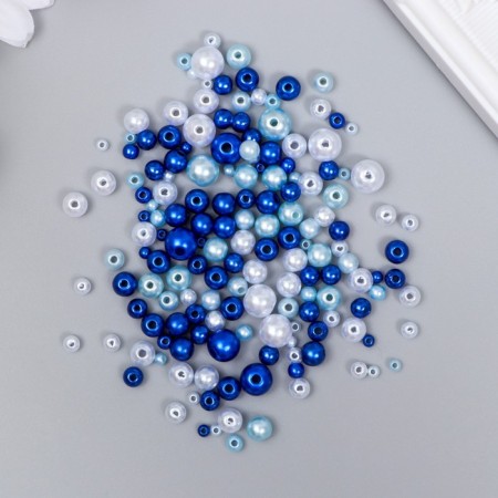 Beads for creativity plastic "Round. Assorted blue" d = 3-8 mm, set 10 grams