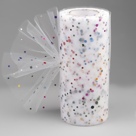 Fatin with multi -colored sparkles, 15 cm, 11 ± 1 g/sq.m, 23 ± 1 m, white color No. 1