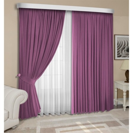 Set of curtains "Canvas", size 200x270 cm, 2 pcs, raspberry color-7