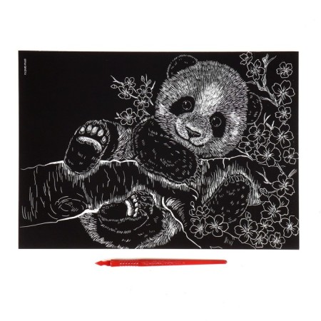 Engraving "Panda" with a metallic effect "silver" A4-2