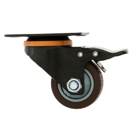 Furniture wheel Cappio d = 62, on the site, with a stop, rotary, TPR coating-1