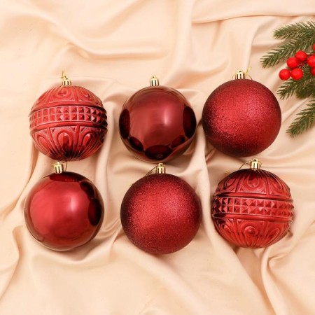 Set of balls plastic D-10 cm, 6 pcs "Grace Assort" red
