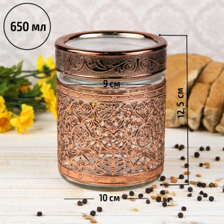 Glass Bank for bulk products "Tsarevich", 650 ml, 10 × 12.5 cm, bronze color-3