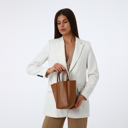 Bag Women's Tout with zipper, brown color-1