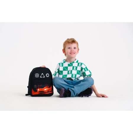 School textile backpack with pocket "Machine", a reflector. Elements, 27x23 x 10 cm-7