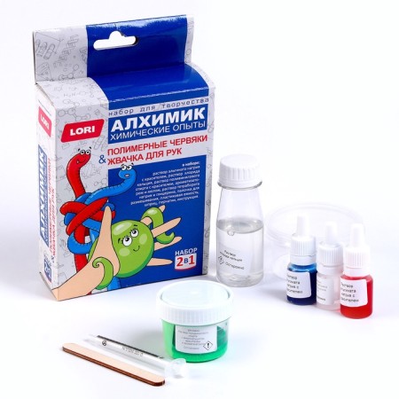 Chemical experiments 2 in 1 "Polymeric worms and chewing gum for hand"-1