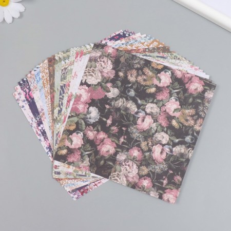 A set of scrapbooking paper 24 sheets 12 designs "Flower Pandora" 160 grams 15.2x15.2 cm-1