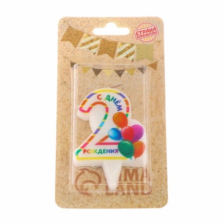 Candle in the Cake "Bright Birthday", number 2, multi -colored, 6.5 cm-3