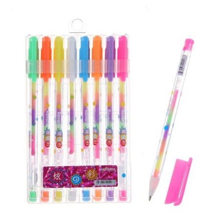 Set of gel pens 8 colors, in plastic packaging
