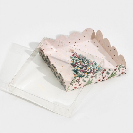 Box for confectionery products with PVC cover "Christmas tree", 13 x 13 x 3 cm, new year-3