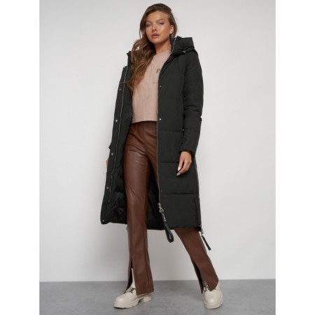 Coat insulated winter female, size 44, dark green color-18