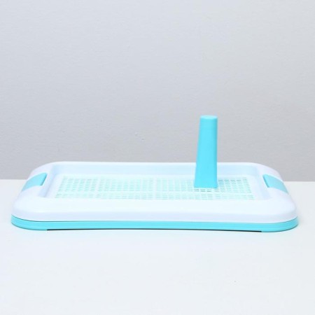 Dog toilet with a grid and a column, 45 x 35 x 4.5 cm, blue-8