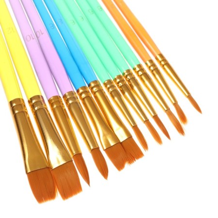 System Synthetics 12 pieces + cartoon palette, round: No. 3, No. 6, No. 10, flat: No. 8, No. 12-4