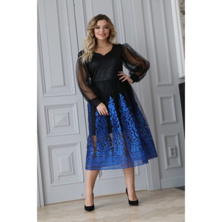 Women's dress, size 58, black color, blue-1