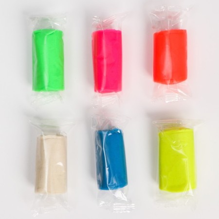 Modeling dough, 7 colors of 15 g, blue tractor, mix-5
