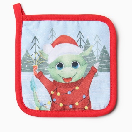 Set of kitchen. Dolyana "Happy Dragon": mittens 20x28 cm, severity 17x17 cm, 35% HL, 65% PE-3