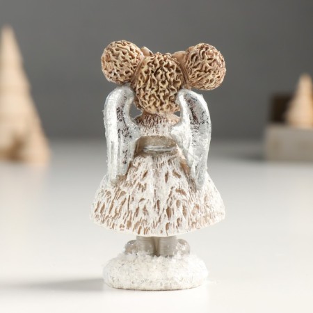 Polystone souvenir "Baby-angel with tails, with heart/star" silver mix 4x5x9 cm-3