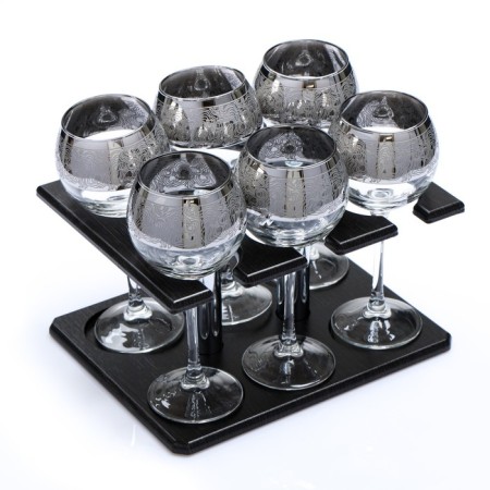 Mini-bar set of 6 glasses 280ml "Jungle" silver