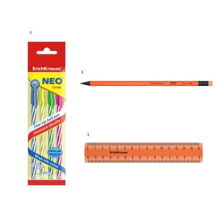 Set of desktop Erichkrause Base Neon, 6 objects, orange-1