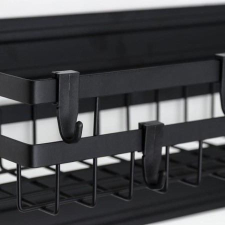 Shelf on magnet, 4 hooks, black color-2