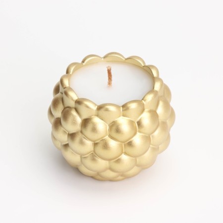 Candle "Shar" in the candlestick with convex spherical faces of gypsum, 8x7 cm, gold-2
