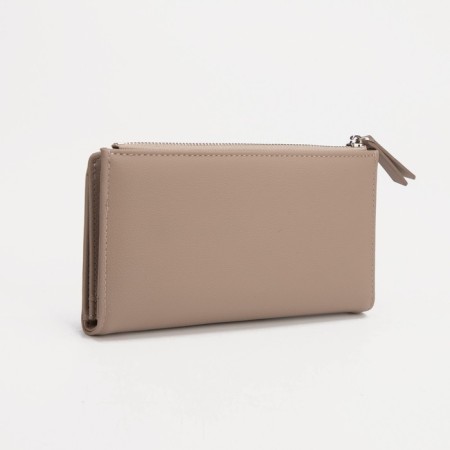 Women's wallet on the button, beige color-1