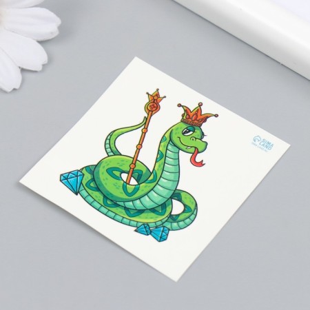 Tattoo on the body Color "Green Python - King" 6x6 cm-2