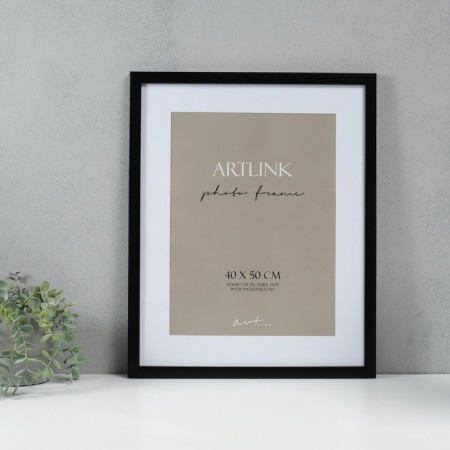 Photo frame Plastic "Gloria" 40x50 with a paspartum 30x40 cm, black