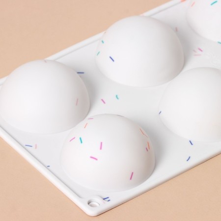 Konfinetta baking form “Figures. Hemisphere ”, silicone, 27.8 × 16.3 × 3.4 cm, 6 cells (D = 6.7 cm), white color-1