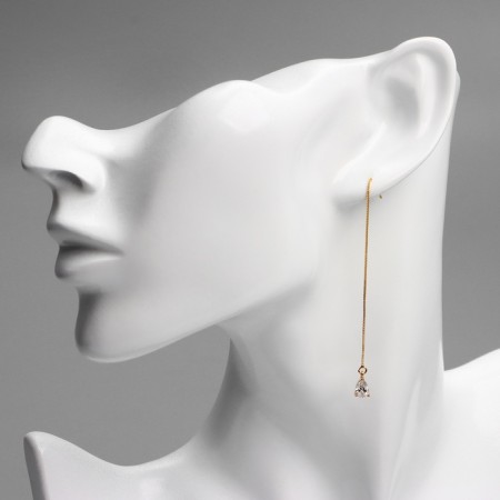 Hanging earrings with rhinestones Xuping broach, shine, white color in pink gold-2