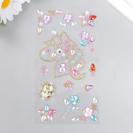 Sticker of rhinestones plastic "Unicorn" MIX 19x9 cm-3