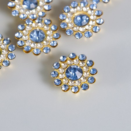 Decor for creativity plastic "Blue-sun flower" set of 20 pcs 1.4x1.4 cm