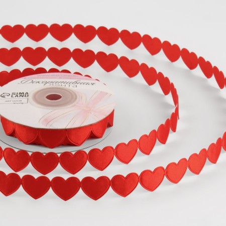 Figure tape "Hearts", 16 mm, 9 ± 0.5 m, red color