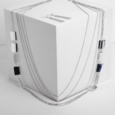 Set 2 objects: earrings, “unison” beads rectangles, silver color, 80 cm