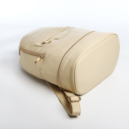 Women's backpack made of artificial leather with lightning, 1 pocket, milk color-2