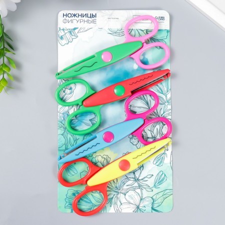 Scissors of embossed "Flower" (set 4 pcs) 13 cm mix