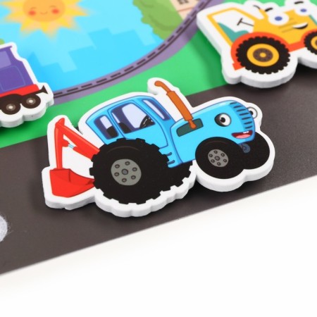 Developing toy "Fun Velcro", Transport, Blue Tractor-5