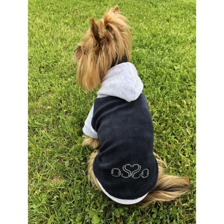 Sweatshirt with OSSO hood for dogs, velor, size 25 (DS 25 cm, OG 35-37 cm), graphite
