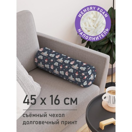 Pillow Golk "Snowman in a hat, decorative, size 16x45 cm