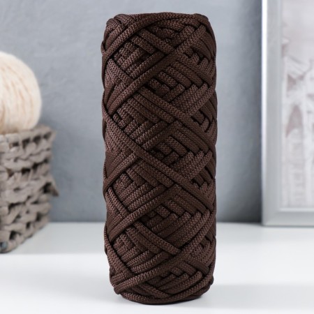 Knitting cord 100% polyester, width 4 mm 50m (chocolate)