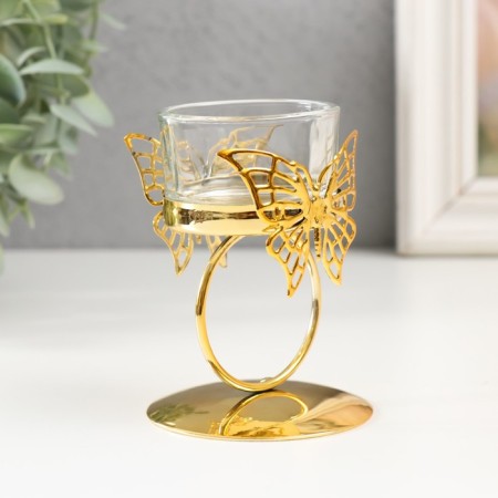 Summary Metal for 1 candle "Butterfly and ring" d = 5 cm gold 6.5x6.5x9.3 cm-2